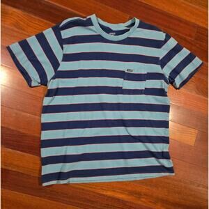 Volcom Maxer Stripe Men's Blue and Navy Short Sleeve Tee Large